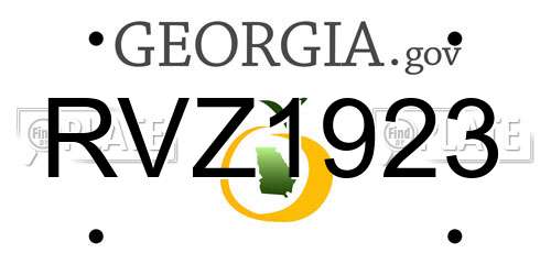 RVZ1923 Georgia License Plate