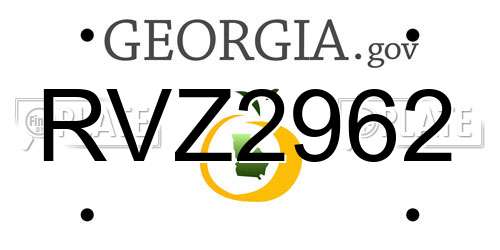 RVZ2962 Georgia License Plate