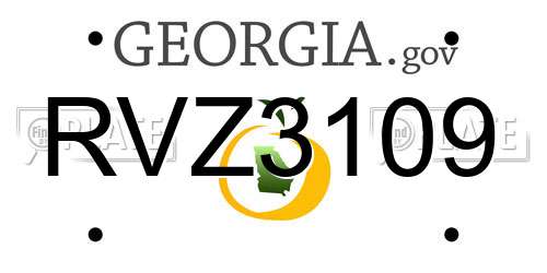 RVZ3109 Georgia License Plate