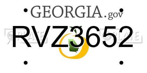RVZ3652 Georgia License Plate