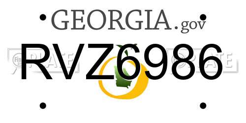 RVZ6986 Georgia License Plate