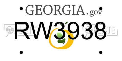 RW3938 Georgia License Plate