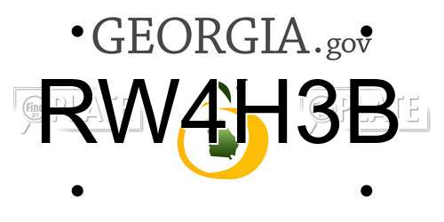 RW4H3B Georgia License Plate