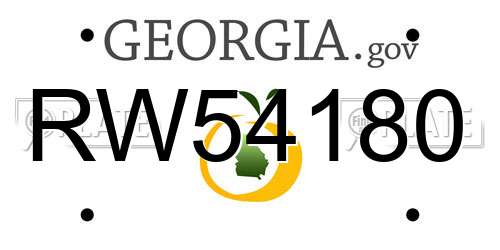 RW54180 Georgia License Plate