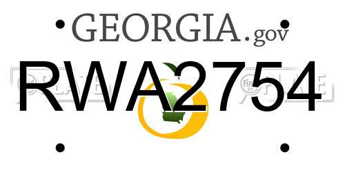 RWA2754 Georgia License Plate