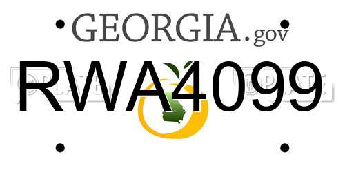 RWA4099 Georgia License Plate