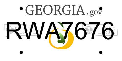 RWA7676 Georgia License Plate