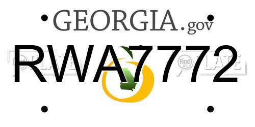 RWA7772 Georgia License Plate