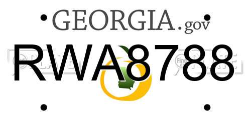 RWA8788 Georgia License Plate
