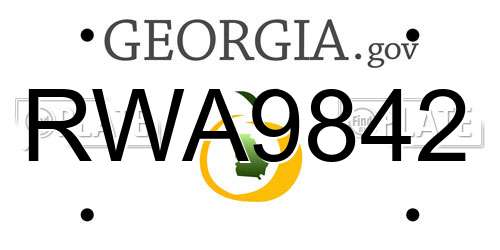 RWA9842 Georgia License Plate