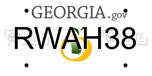 RWAH38 Georgia License Plate
