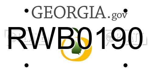 RWB0190 Georgia License Plate
