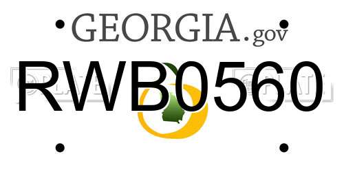 RWB0560 Georgia License Plate