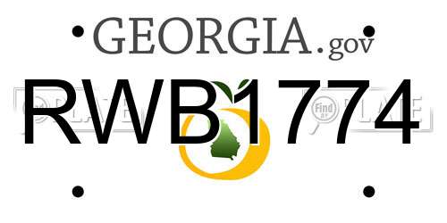 RWB1774 Georgia License Plate