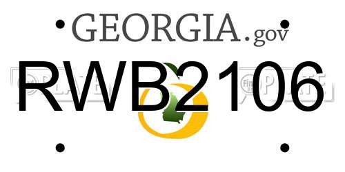 RWB2106 Georgia License Plate
