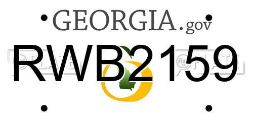 RWB2159 Georgia License Plate