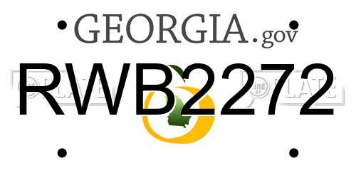 RWB2272 Georgia License Plate