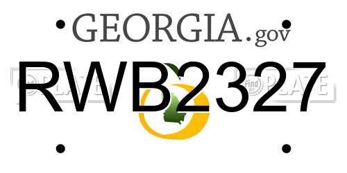 RWB2327 Georgia License Plate