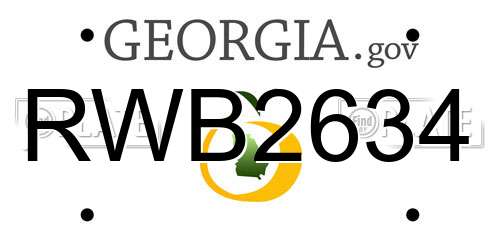 RWB2634 Georgia License Plate