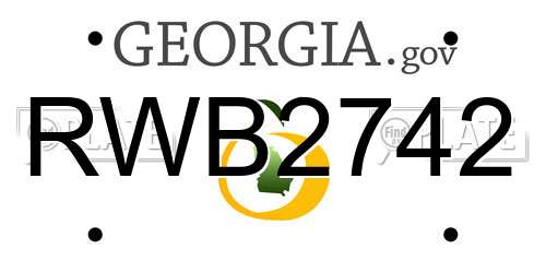 RWB2742 Georgia License Plate