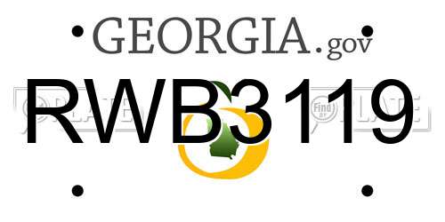 RWB3119 Georgia License Plate