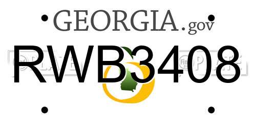 RWB3408 Georgia License Plate