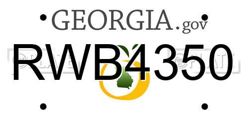 RWB4350 Georgia License Plate