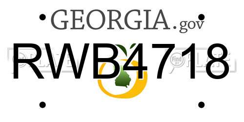 RWB4718 Georgia License Plate