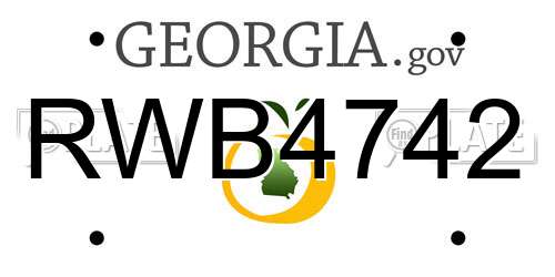 RWB4742 Georgia License Plate