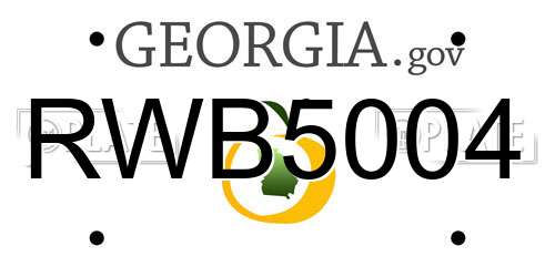 RWB5004 Georgia License Plate