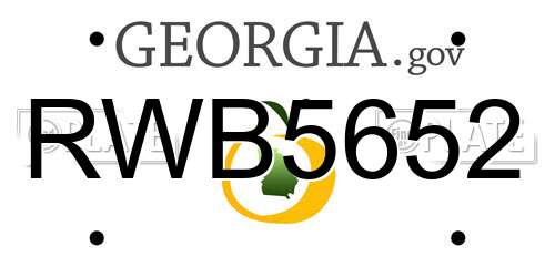 RWB5652 Georgia License Plate