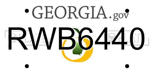 RWB6440 Georgia License Plate