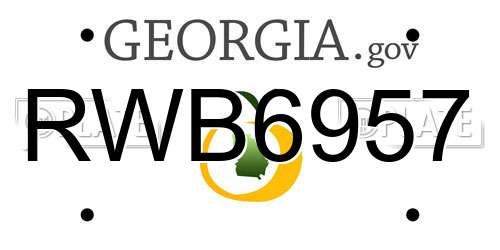 RWB6957 Georgia License Plate