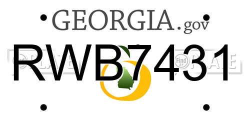 RWB7431 Georgia License Plate