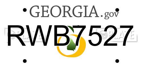 RWB7527 Georgia License Plate