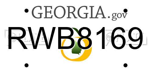 RWB8169 Georgia License Plate