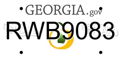 RWB9083 Georgia License Plate