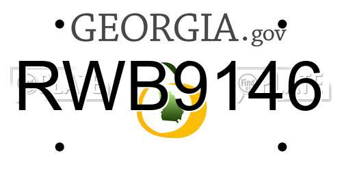 RWB9146 Georgia License Plate