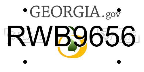RWB9656 Georgia License Plate