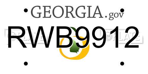 RWB9912 Georgia License Plate