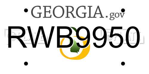 RWB9950 Georgia License Plate