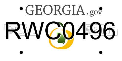 RWC0496 Georgia License Plate