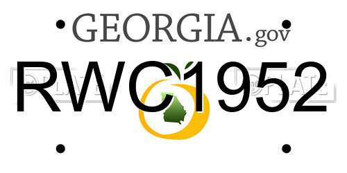 RWC1952 Georgia License Plate