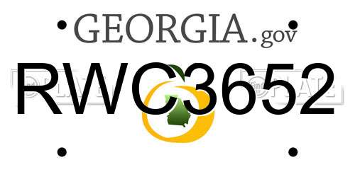 RWC3652 Georgia License Plate