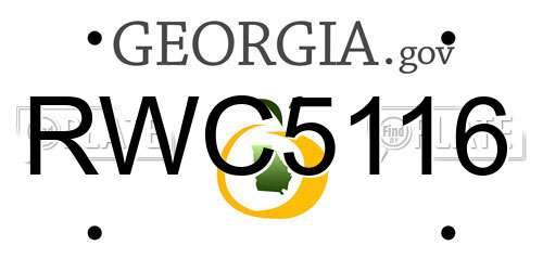 RWC5116 Georgia License Plate