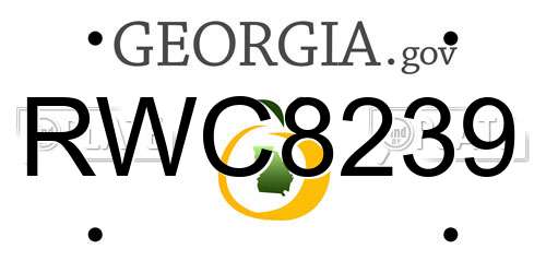 RWC8239 Georgia License Plate