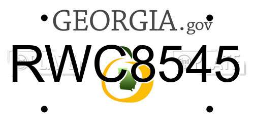 RWC8545 Georgia License Plate