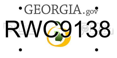 RWC9138 Georgia License Plate