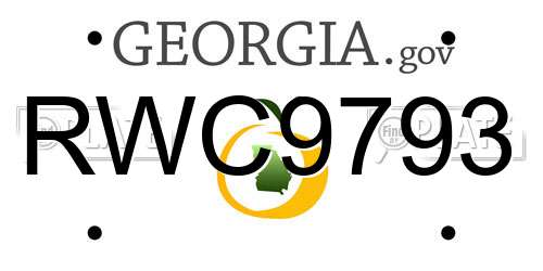 RWC9793 Georgia License Plate