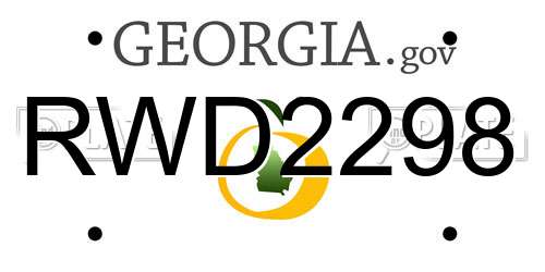 RWD2298 Georgia License Plate